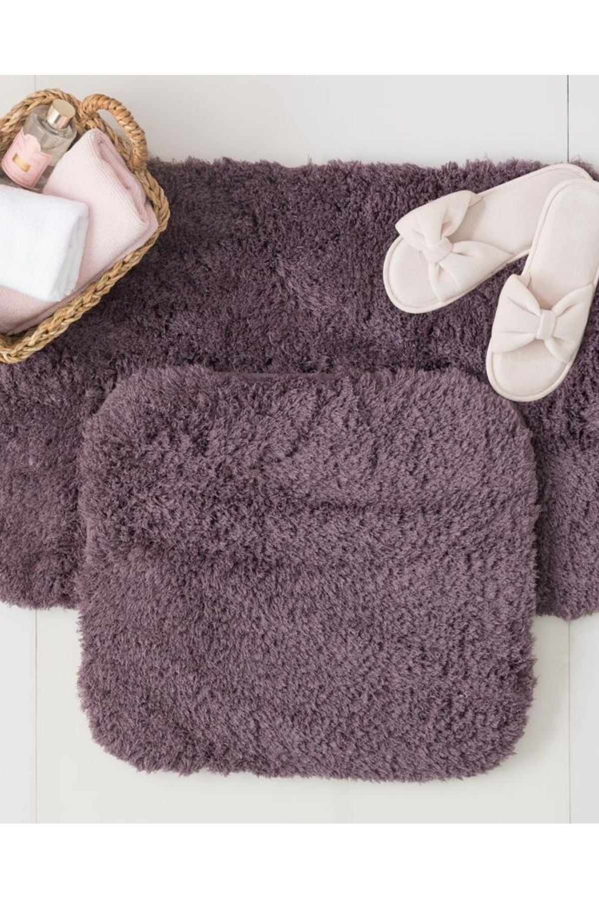 Madame Coco Sheep Banyo Paspası - Koyu Mürdüm - 50x80+45x50 Cm
