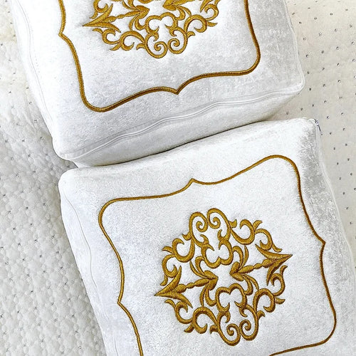 Dilex 2'li Hurç Set Çeyizlik Nişan Bohça Gelin Bohçası Damat Bohçası Kadife Gold
