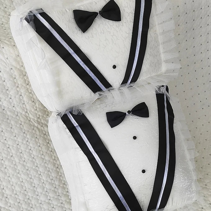 Dilex Beyaz Damat Figürlü 2 Parça Damat Bohçası Çeyizlik Damat Hurcu Set