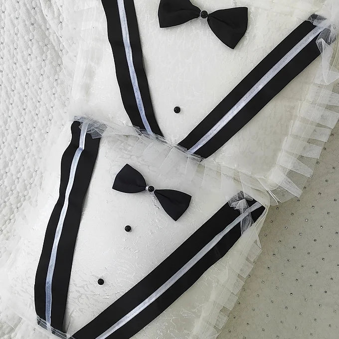 Dilex Beyaz Damat Figürlü 2 Parça Damat Bohçası Çeyizlik Damat Hurcu Set